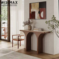 Meuble WISEMAX, table d'entrée en bois de style nordique rétro, plateau en travertin, console pour hôtel, maison, salon
