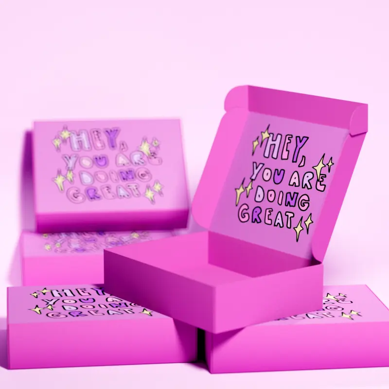 Benutzer definierte Druck lila faltbare Wellpappe Mailer Versand papier Box für kosmetische Verpackung