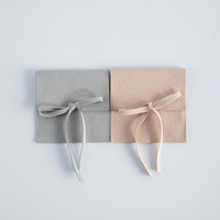 Pochette en microfibre de luxe pour bague boucles d'oreilles collier et montre stockage taille personnalisée demi-couverture avec nœud sac de pierres précieuses recyclables
