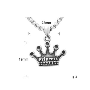 Yunnique – collier avec pendentif couronne en acier inoxydable, cadeau rétro unisexe, 19014 - Product Image 4