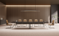 Mesa de Reuniones Rectangular Grande, Escritorio de Conferencia para Oficina con Gestión de Cables, Muebles Comerciales para Sala de Juntas