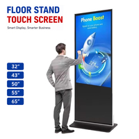 Kiosque publicitaire numérique d'intérieur, écran LCD sur pied de 55 pouces, écran tactile Android CMS pour hôtel, restaurant, centre commercial