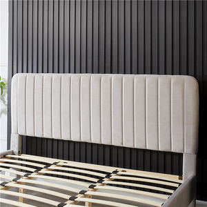 Meubles <span class=keywords><strong>de</strong></span> maison Ensembles <span class=keywords><strong>de</strong></span> chambre à coucher complets Tête <span class=keywords><strong>de</strong></span> <span class=keywords><strong>lit</strong></span> profonde à panneaux verticaux en tissu <span class=keywords><strong>de</strong></span> velours gris <span class=keywords><strong>Lit</strong></span> King Size avec pied en bois - Product Image 3