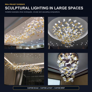 Decorazione su misura della foglia d'acero di stile moderno, Lobby dell'hotel, Villa, salone, lampadario di vetro lussuoso - Product Image 4