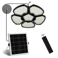 Lampu Gantung Tenaga Surya 5 Kelopak dengan Panel Daun yang Dapat Disesuaikan, Sensor PIR 0/45/90, Kontrol Jarak Jauh, Kabel 5M