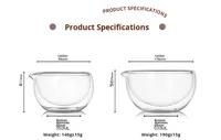BAMBUS Accessoires Modernes pour Matcha Bol à Thé Matcha Japonais Transparent à Double Paroi Isolée en Verre avec Bec Verseur