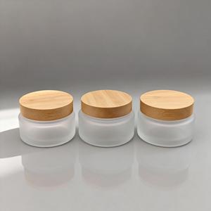 Tarro de vidrio esmerilado de 20g, 25g, 30g, superventas, envase de crema, tarro cosmético vacío con embalaje de bambú - Product Image 1