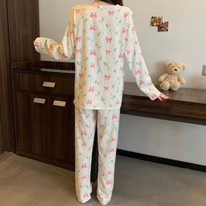 <span class=keywords><strong>Genki</strong></span> – chemise de nuit légère pour femmes, avec col Peter Pan et manches longues, nouvel ensemble de vêtements de maison, printemps/automne - Product Image 2