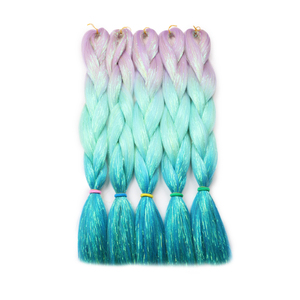 Precio al por mayor: Cabello sintético liso de 24 pulgadas con brillo, fibra de alta temperatura, trenza jumbo suave con purpurina para trenzar. - Product Image 2
