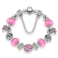 Bracelets porte-bonheur SUXUAN en perles de verre agate et ruban, pour la sensibilisation au cancer du sein, bijoux inspirants pour femmes, cadeau
