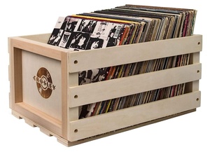 Retro Musique Wooden <strong>Vinyl</strong> LP Record Storage <strong>Crate</strong> on Wheels for Easy Mobility | Holds 80-100 LP's - Product Image 5