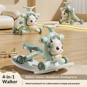 Trotteur bébé en plastique anti-basculement 3-en-1, poussette, <span class=keywords><strong>cheval</strong></span> à <span class=keywords><strong>bascule</strong></span> anti-jambes en O, aide à la marche, capacité de charge 10 kg - Product Image 3