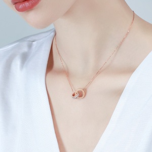 Collier Cœur en Zircon Nouvelle Collection, Bijou de Luxe Plaqué Or Rose en Acier Inoxydable, Pendentif Zircon, Idéal Cadeau, Vente en Gros - Product Image 5