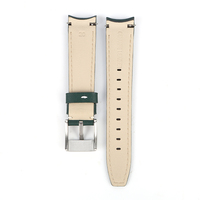 Bracelet de montre 20 mm en cuir de luxe à logo personnalisé, à extrémités courbées, à dégagement rapide, en cuir tanné végétal, avec bord plié et rembourré, prix d'usine