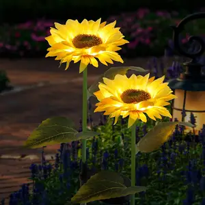 Luce solare esterna del girasole per le luci ad energia solare principali per la luce della decorazione del giardino del cortile del giardino del prato inglese del Patio