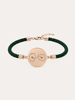 Bracelet en cordon tressé personnalisé avec carte de deux maisons, en acier inoxydable chirurgical plaqué or 18 carats, cadeau pour relation à distance