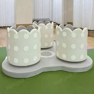 アメージングホワイトピンクブルーティーカップ屋内/屋外遊び場設備子供用感覚回転メリーゴーラウンドソフトプレイ - Product Image 3