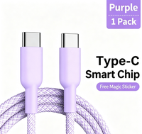 Câble de données tressé en cuivre pur OEM ODM, double Type-C, charge rapide PD 60W, transfert de données, compatible avec les téléphones mobiles iPhone