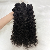 Extensions capillaires humaines naturelles bouclées brésiliennes pré-bouclées à nœuds invisibles, effet plume, crochet simple, en gros