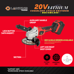 Amoladora Angular Inalámbrica Profesional de 20V con Batería de Iones de Litio, Sin Escobillas, Velocidad Variable de 2500-10000 RPM, 125 mm, M14, para Metal y Piedra - Product Image 2