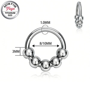 Pendientes de <span class=keywords><strong>Aro</strong></span> de Titanio G23 de Diseño para <span class=keywords><strong>Mujer</strong></span>, con Esfera de Ópalo para Piercings de Nariz, Rook, Daith, Labret y Joyería Corporal al por Mayor - Product Image 5