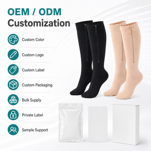 Chaussettes de compression à fermeture éclair jusqu'au genou 20-30 mmHg, à bout fermé, pour œdèmes et varices, tailles S-4XL, OEM - Product Image 5
