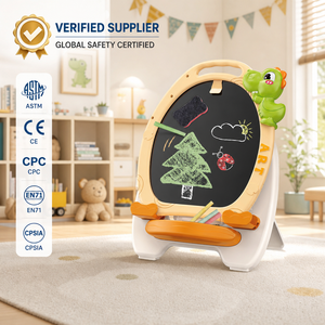 Chevalet d'art double face pour enfants Dinosaure, tableau blanc magnétique <span class=keywords><strong>et</strong></span> tableau noir, planche à dessin réglable en hauteur, jouets pour tout-petits - Product Image 5
