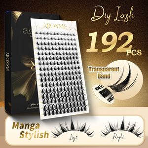 Faux cils Abonnie style manga, 192 pièces, bande transparente, kit d'extension DIY - Product Image 1