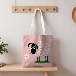 <span class=keywords><strong>Sac</strong></span> fourre-tout en toile imprimé mouton et fleurs, sacs de shopping tendance, <span class=keywords><strong>sac</strong></span> à <span class=keywords><strong>bandoulière</strong></span> de voyage pour femmes, adapté aux courses quotidiennes - Product Image 3