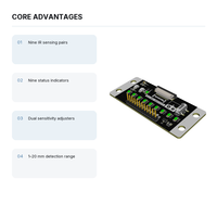 Modul Sensor Pelacak Garis Inframerah 9 Saluran dengan Indikator LED Output TTL yang Dapat Disesuaikan untuk Mobil Robot Arduino