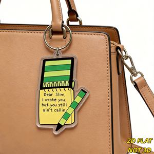 Porte-clés fantaisie amusant, en acrylique, léger, design de carnet 'Dear Slim I Wrote You', thème ludique - Product Image 3