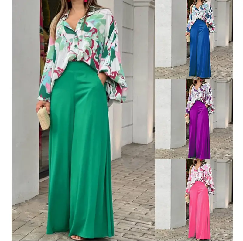 Green Flared Women Pants Elise Plus Size Women's Pants & Trousers Ladies Trousers Wholesales Clothing 2022