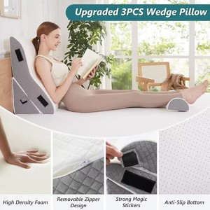 Nature 3Pcs Orthopedic Bed Wedge <strong>Pillow</strong> Set Memory Foam Post Surgery Adjustable 9&amp;12 Inch Folding <strong>Triangle</strong> <strong>Pillows</strong> - Product Image 6