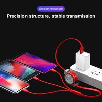 Individuelles Logo 3-in-1 Einziehbares Multi-USB-Ladekabel Reines Kupfer Mehrfach-Ladekabel 3 in 1 Einziehbares Ladekabel