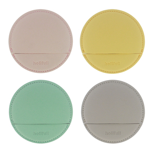Espejo pequeño de piel sintética para mujer, espejo redondo pequeño de color rosa con Funda de cuero, portátil para maquillaje - Product Image 4