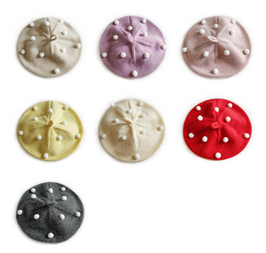 Bonnet tricoté style béret Pom Dot en acrylique chaud, forme champignon, pour jeunes filles, collection automne-hiver - Product Image 5