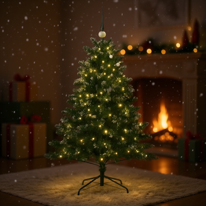 Árbol de Navidad Artificial Verde de 59.06 Pulgadas con 150 Luces LED Blanco Cálido, Decoración Festiva para el Hogar en Navidad - Product Image 2