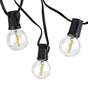Outdoor G40 LED IP44 Waterproof 50 LED Dimmable Connectable Hanging String Lights Shatterproof Plastic Bulbs 3500K Warm White
