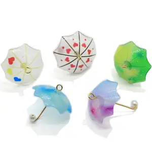 Mini breloques de parapluie en plastique coloré 3D pour maison de poupée, pendentif Miniature, boucles d'oreilles, collier, accessoires porte-clés