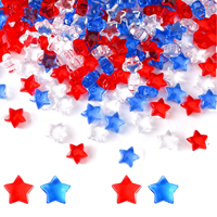 Étoile à cinq branches en plastique acrylique de 500g, rouge, bleue, blanche, petite, faite à la main, pour la fête de l'Indépendance des États-Unis, décoration de table intérieure, sans trou