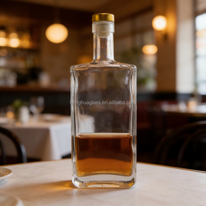 Botella de Licor de Cristal Elegante para Whisky, <span class=keywords><strong>Bourbon</strong></span>, Ginebra, con Tapón de Corcho, Logotipo y Color Personalizados, 500 ml - Product Image 1