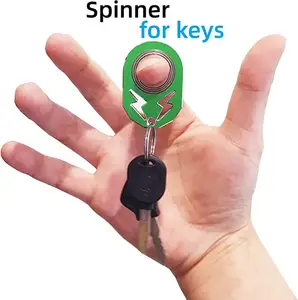 Spinner gantungan kunci fidget super menyenangkan dengan logo kilat sesuai dengan kunci Anda dan liontin putar di mana saja kapan saja