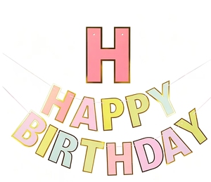 Guirlande <span class=keywords><strong>de</strong></span> lettres Joyeux Anniversaire en papier doré pour décoration murale d'anniversaire, vente en gros - Product Image 3