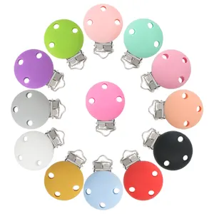 Food Grade BPA Free Baby Teething round band hole Shape Silicone Pacifier Clips DIY Silicone Beads Pacifiers Chain Accessory