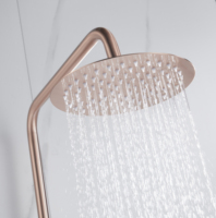 Nouveau cuivre brossé mural complet salle de bain ronde ensemble de douche de pluie thermostatique avec douchette couleur laiton