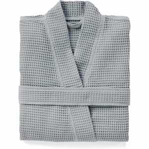 Custom White <b>Waffle</b> Breathable Hotel Bath Robe 100% Cotton Slippers Set Unisex with Logo - Product Image 1