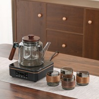Service à thé en verre au design moderne minimaliste de luxe léger, pot à infuser résistant aux hautes températures, idéal pour le salon ou le bureau