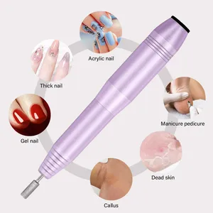 Kit de Taladro Eléctrico para Uñas de Aluminio Morado, Recargable por USB, con Bandas de Lijado y Brocas - Product Image 5
