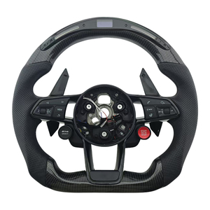 สินค้าใหม่มาแรง พวงมาลัยคาร์บอนไฟเบอร์หุ้มหนังแบบเจาะรู พร้อมไฟ LED สำหรับรถยนต์ออดี้ รุ่น A3 A4 A4L A5 A7L A8 Q5 Q7 B9 A6 R8 - Product Image 1