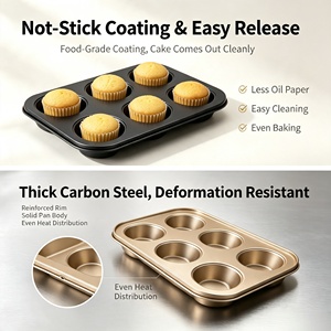 Plaque de cuisson antiadhésive à démoulage rapide pour muffins, en acier au carbone, pour four, idéale pour la cuisine et la maison - Product Image 2